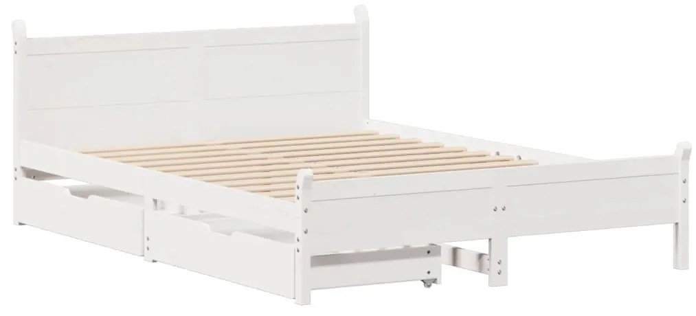 Cama sem colchão 160x200 cm madeira de pinho maciça branco