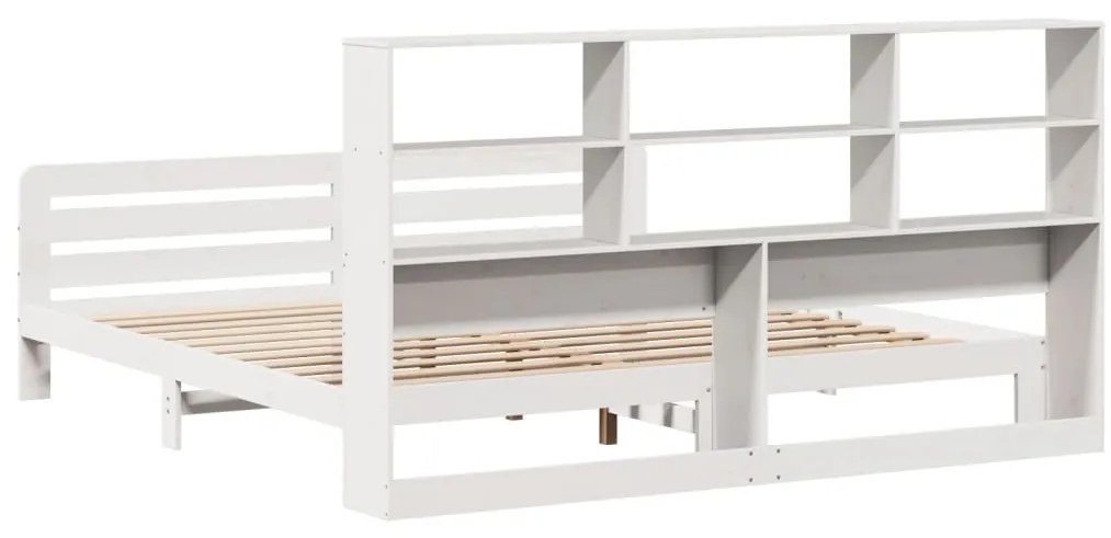 Cama sem colchão 200x200 cm madeira de pinho maciça branco