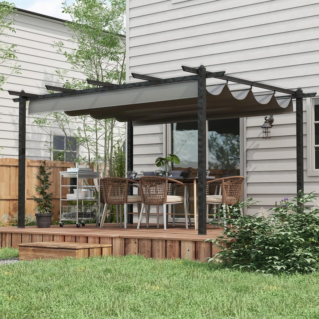 Pérgola de Alumínio 3,96x2,96x2,2 m Pérgola de Jardim com Teto Retráti