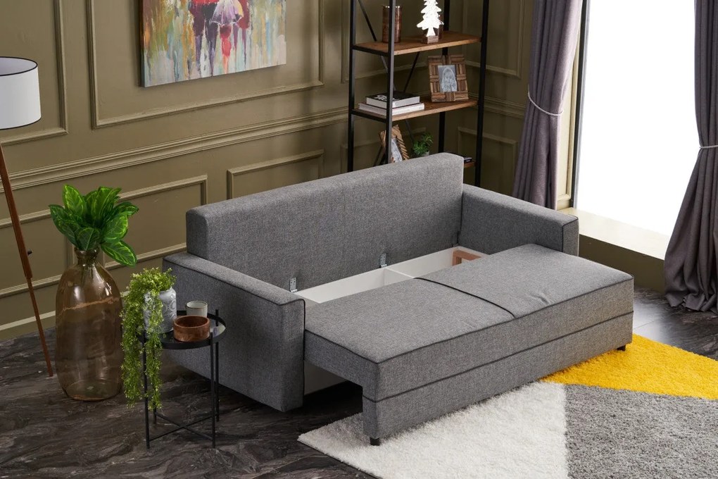 Sofá-Cama de 3 Lugares Ece – Cinzento – 215 cm x 88 cm x 90 cm