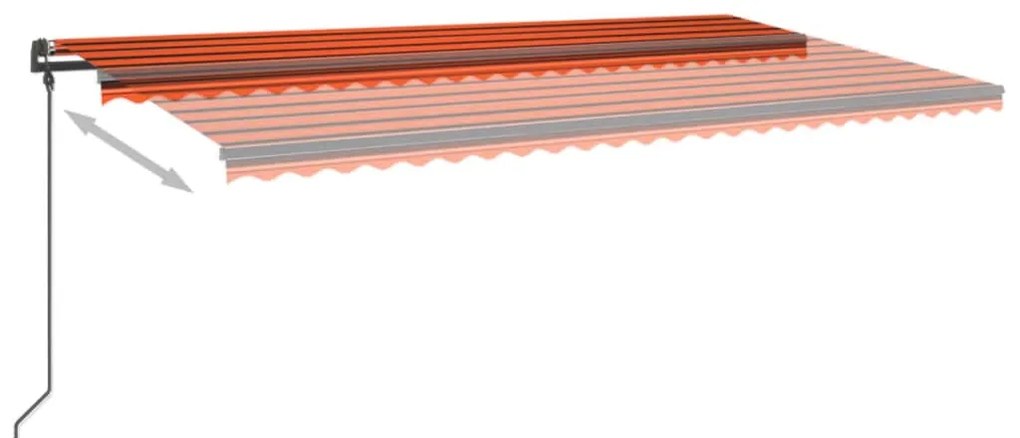 Toldo retrátil automático com postes 6x3 m laranja e castanho