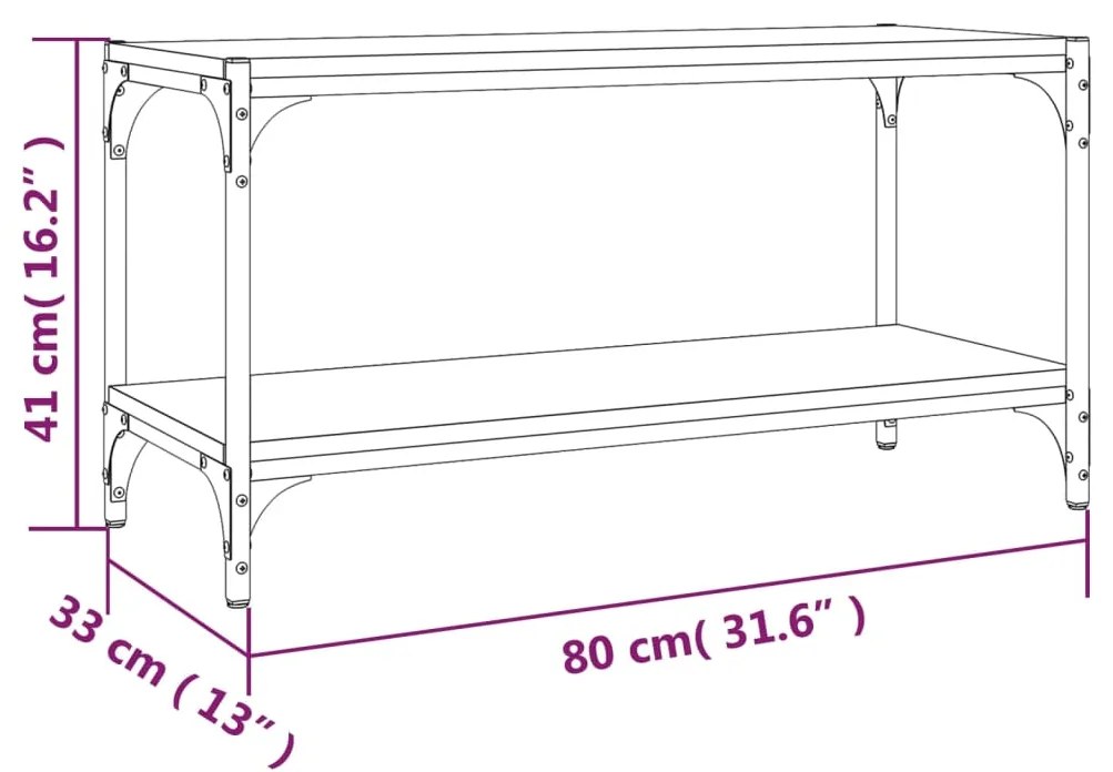 Móvel de TV 80x33x41 cm derivados madeira/aço cinzento sonoma