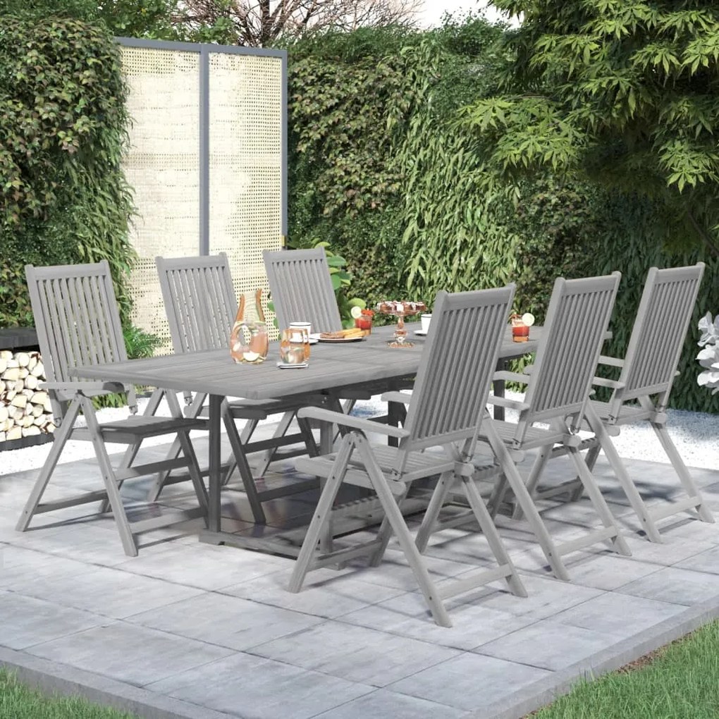 vidaXL 7 pcs conjunto de jantar para jardim madeira de acácia maciça