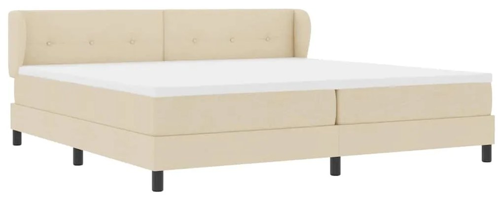 Cama Box Spring com Colchão Creme 200x200 cm Tecido