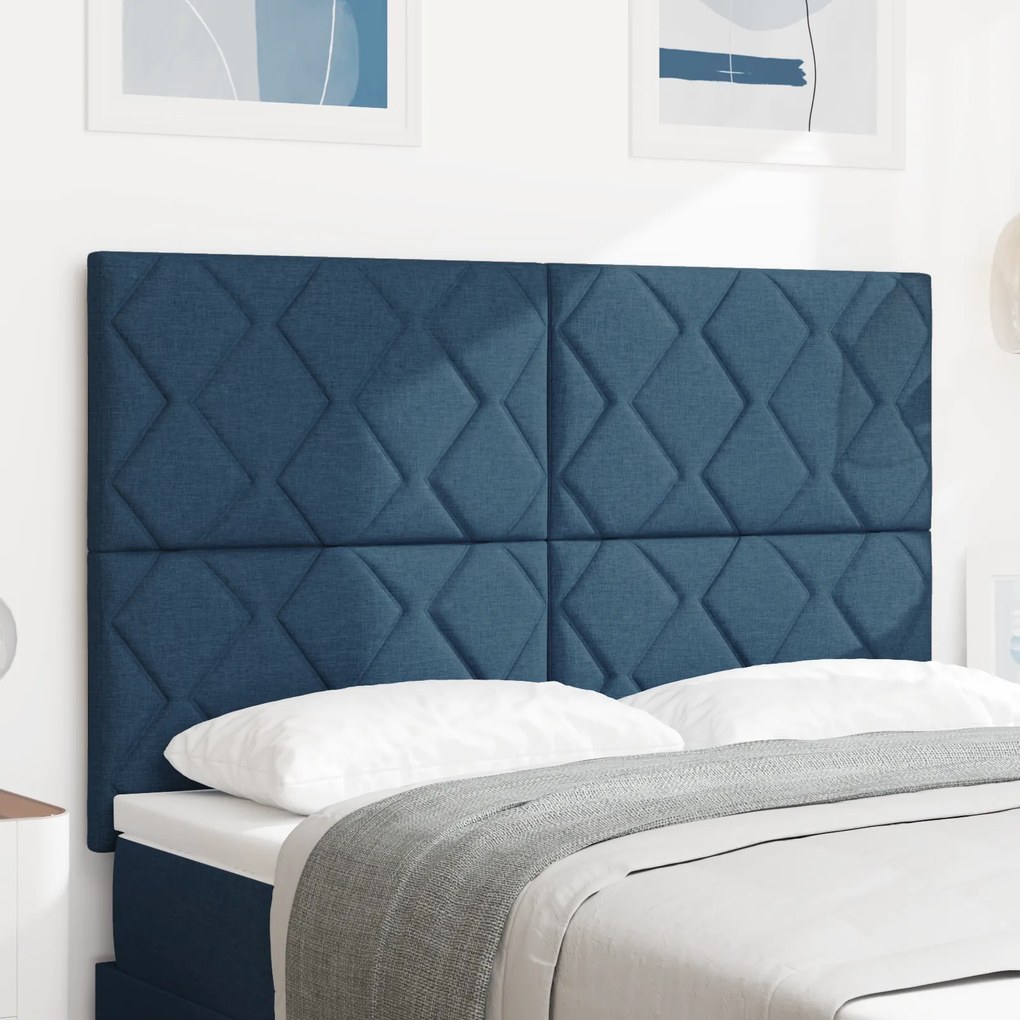 vidaXL Cabeceira com Design de Blocos de Diamante em Azul, 160 cm de Tecido