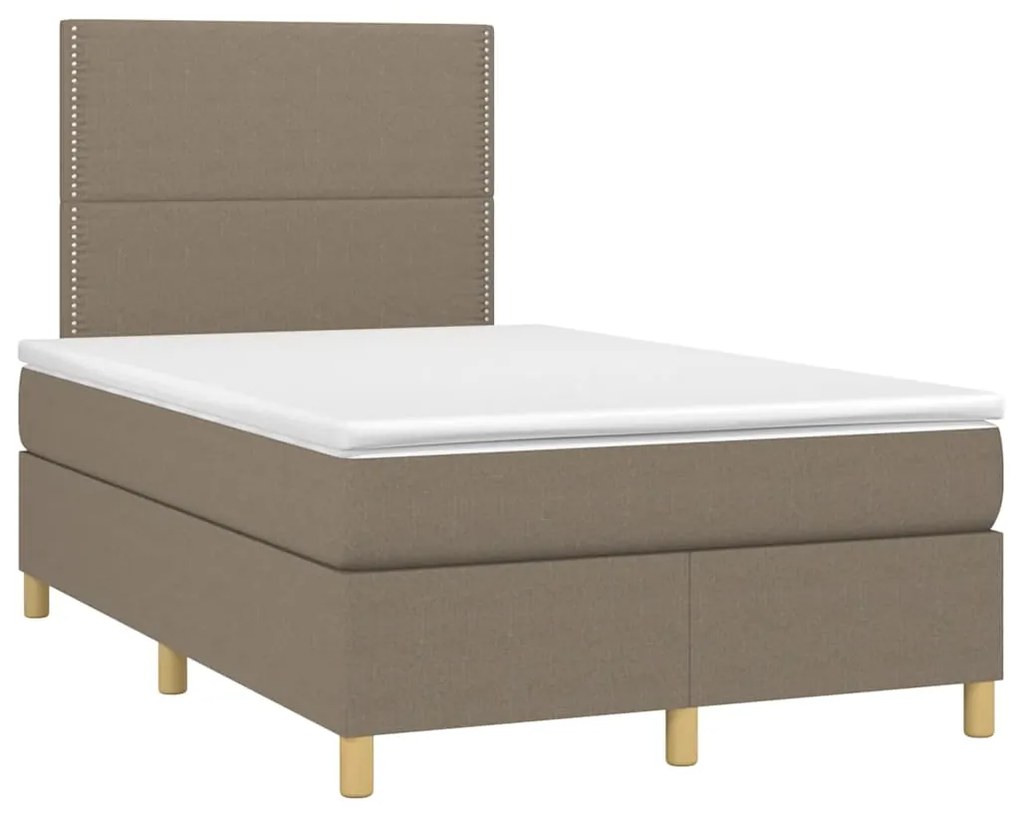 Cama box spring colchão/LED 120x190cm tecido cinza-acastanhado