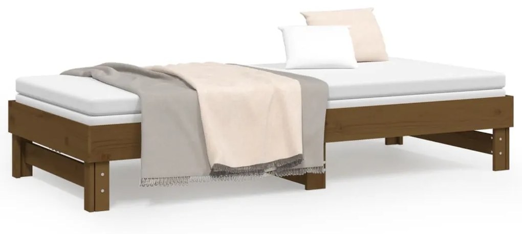 Sofá-cama puxar 2x(80x200) cm pinho maciço castanho mel