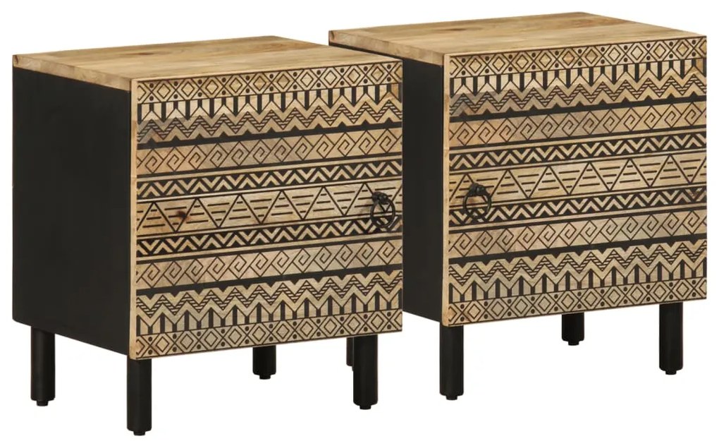 vidaXL Mesa de cabeceira 2 pcs 40x33,5x46 cm mangueira áspera maciça