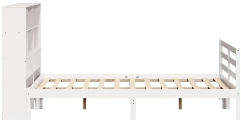 Cama com estante sem colchão 140x200 cm pinho maciço branco