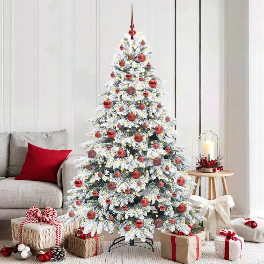 vidaXL Árvore de Natal Artificial com 300 LEDs Branco 180 cm PE e PVC