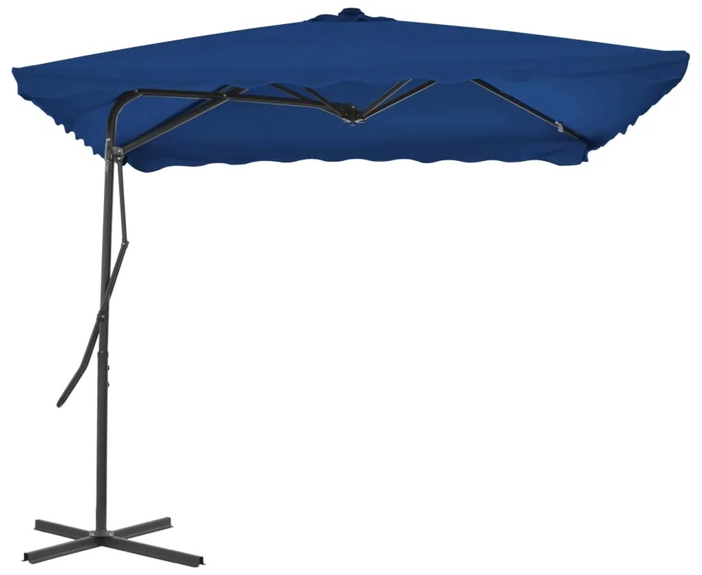 Guarda-sol de jardim com poste de aço 250x250x230 cm azul