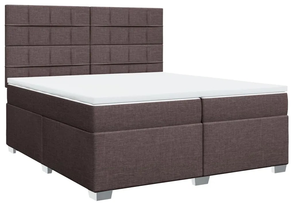 Cama com molas/colchão 200x200 cm tecido castanho-escuro