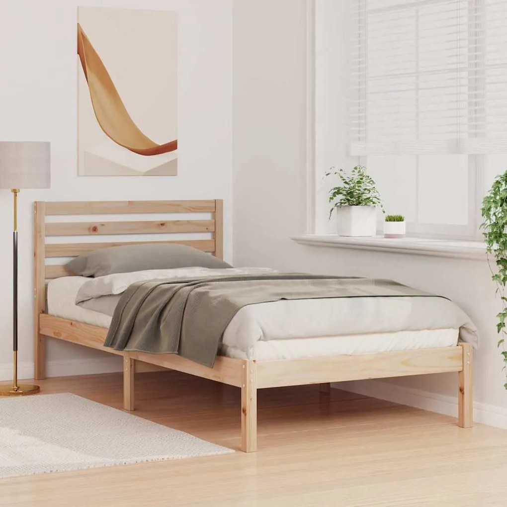 Estrutura da Cama com cabeceira Castanho 90 x 190 cm