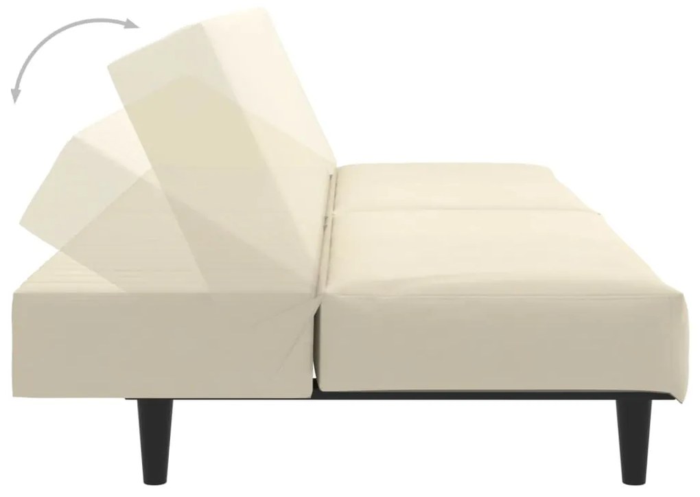 Sofá-cama de 2 lugares veludo cor creme