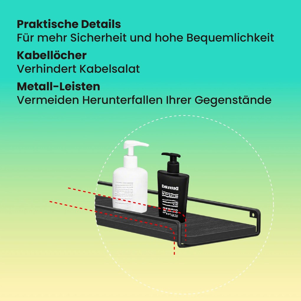 Prateleiras de canto em forma de L, conjunto de 2 preto