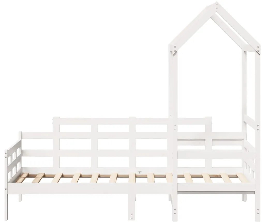 Sofá-cama com telhado 80x200 cm madeira de pinho maciça branco