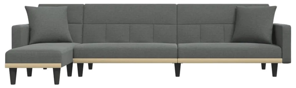 Sofá-cama em forma de L 275x140x70 cm tecido cinzento-escuro