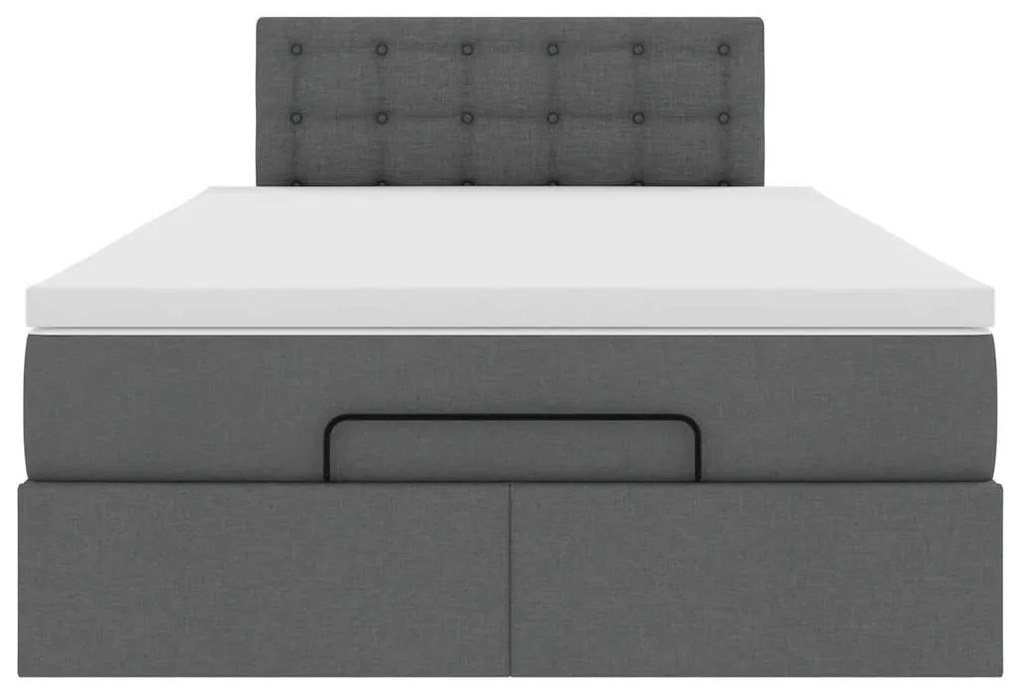 Cama otomana com colchão 120x190 cm tecido cinzento escuro
