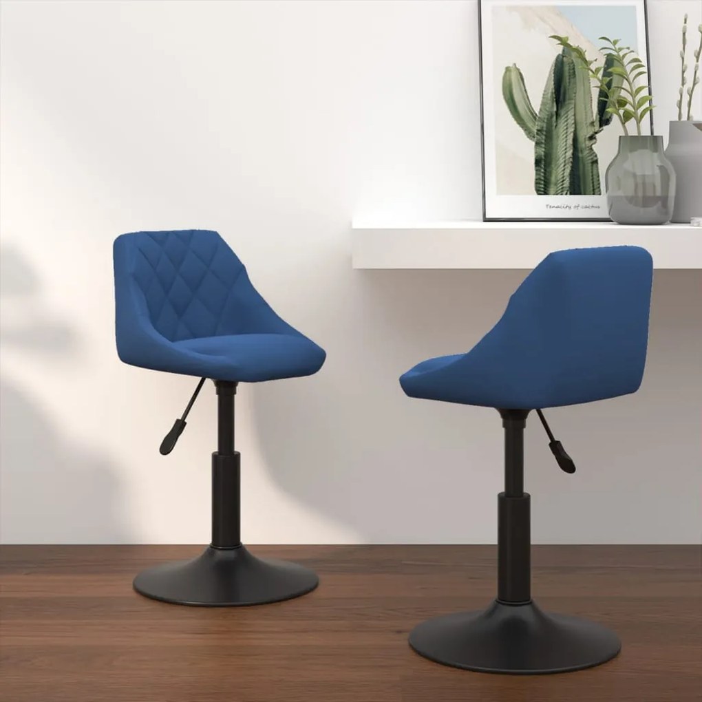 Cadeiras de jantar giratórias 2 pcs veludo azul