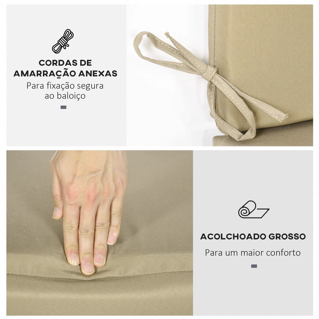 Almofada para Baloiço de 2 Peças Almofada para Baloiço de Assento e Encosto Acolchoado 130x45x5 cm Bege