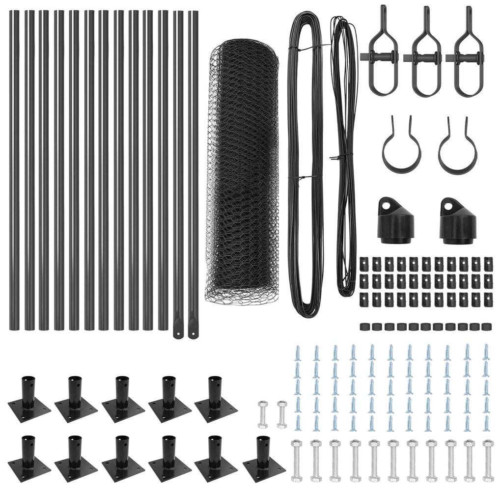 Conjunto de Cercas Conjunto de 2 Cinza Metal 25 x 0.5 m Durável