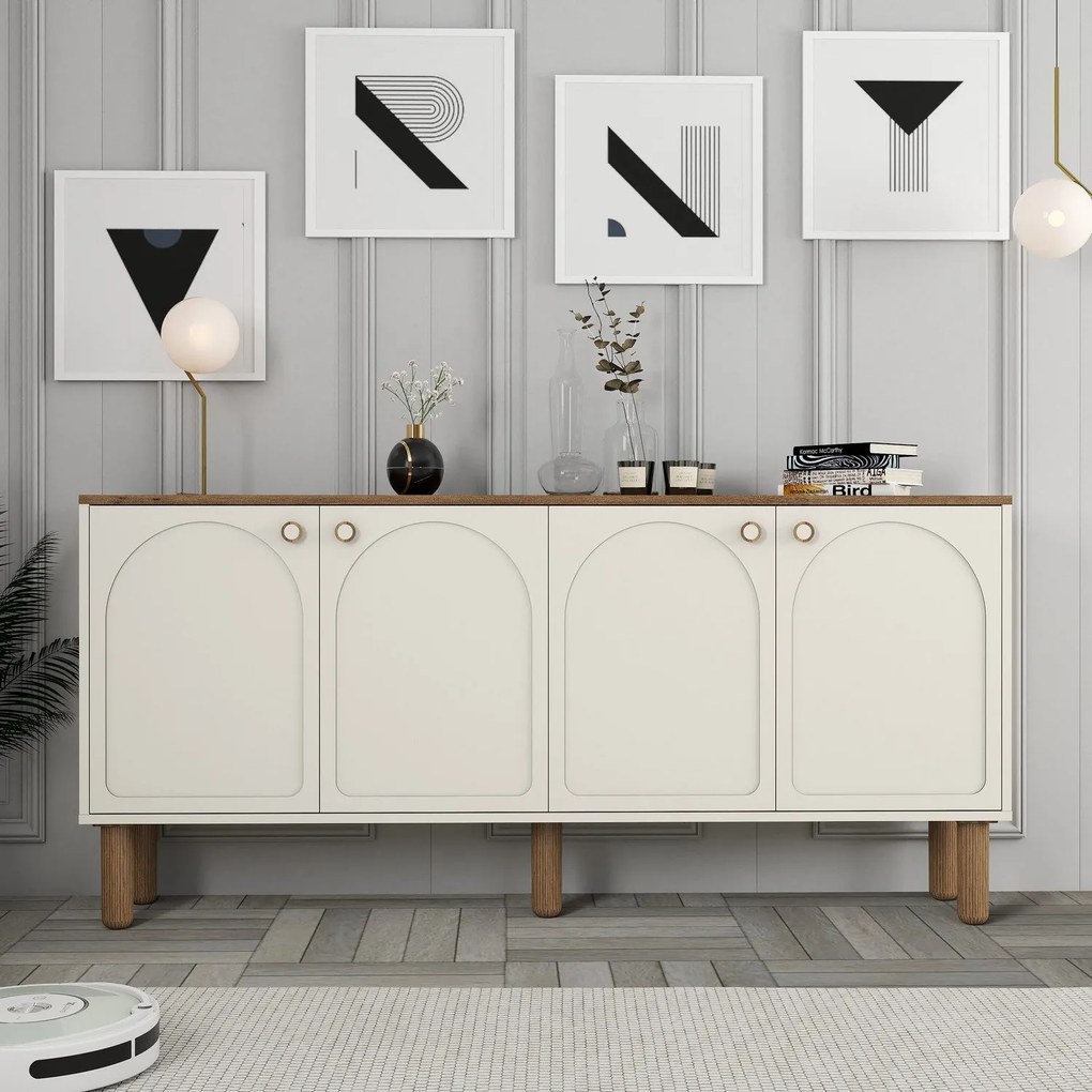 Aparador "Bianco" - Creme - 180x84x35cm - Design Moderno
