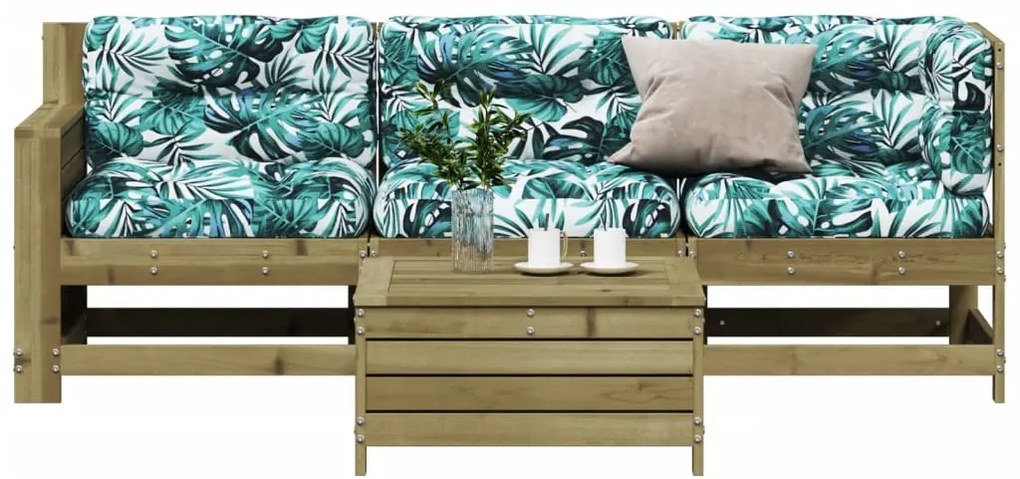 4 pcs conjunto lounge de jardim c/ almofadões pinho impregnado