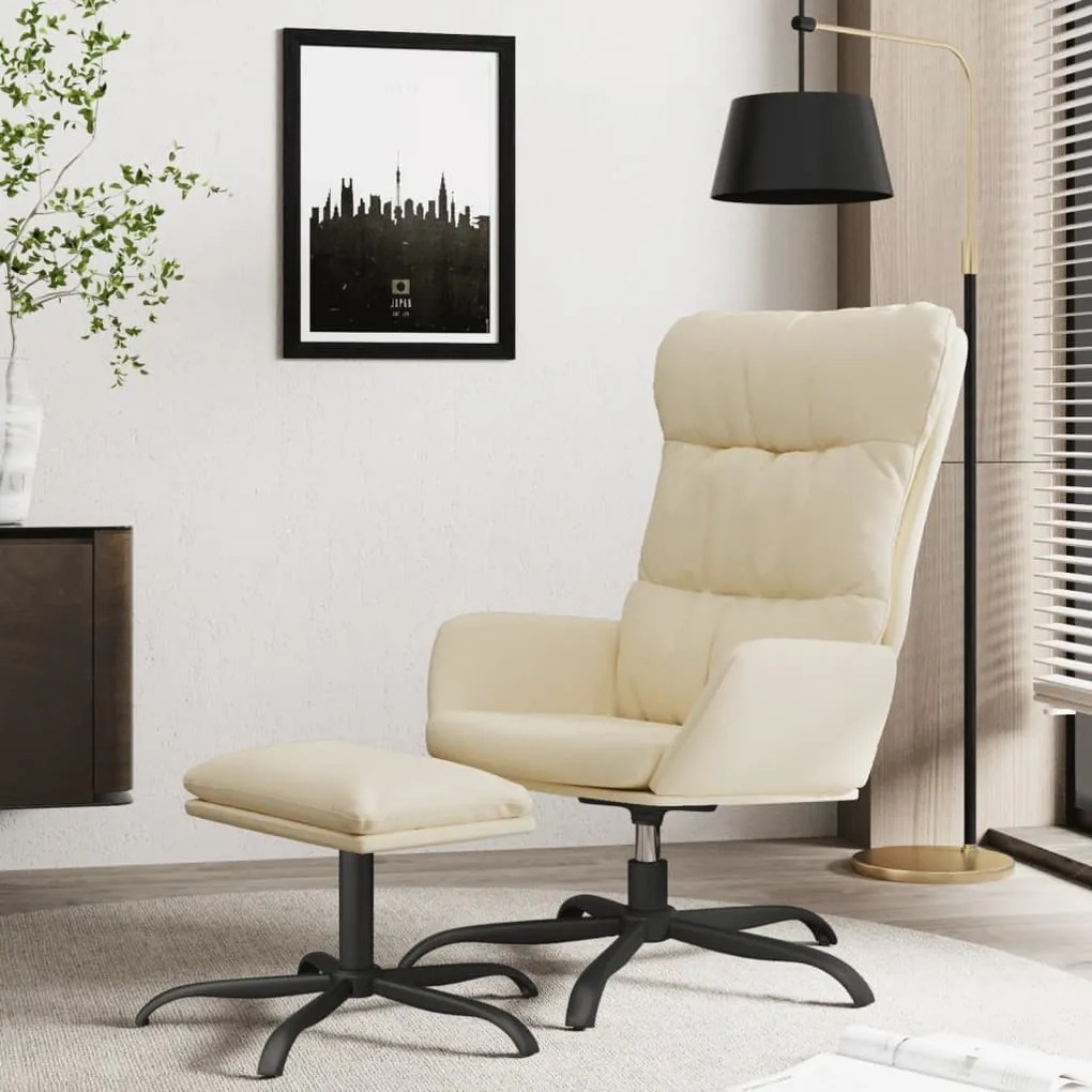 vidaXL Cadeira de descanso com banco tecido cor creme