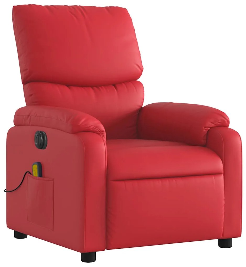 Poltrona massagens reclinável elétrica couro artif. vermelho