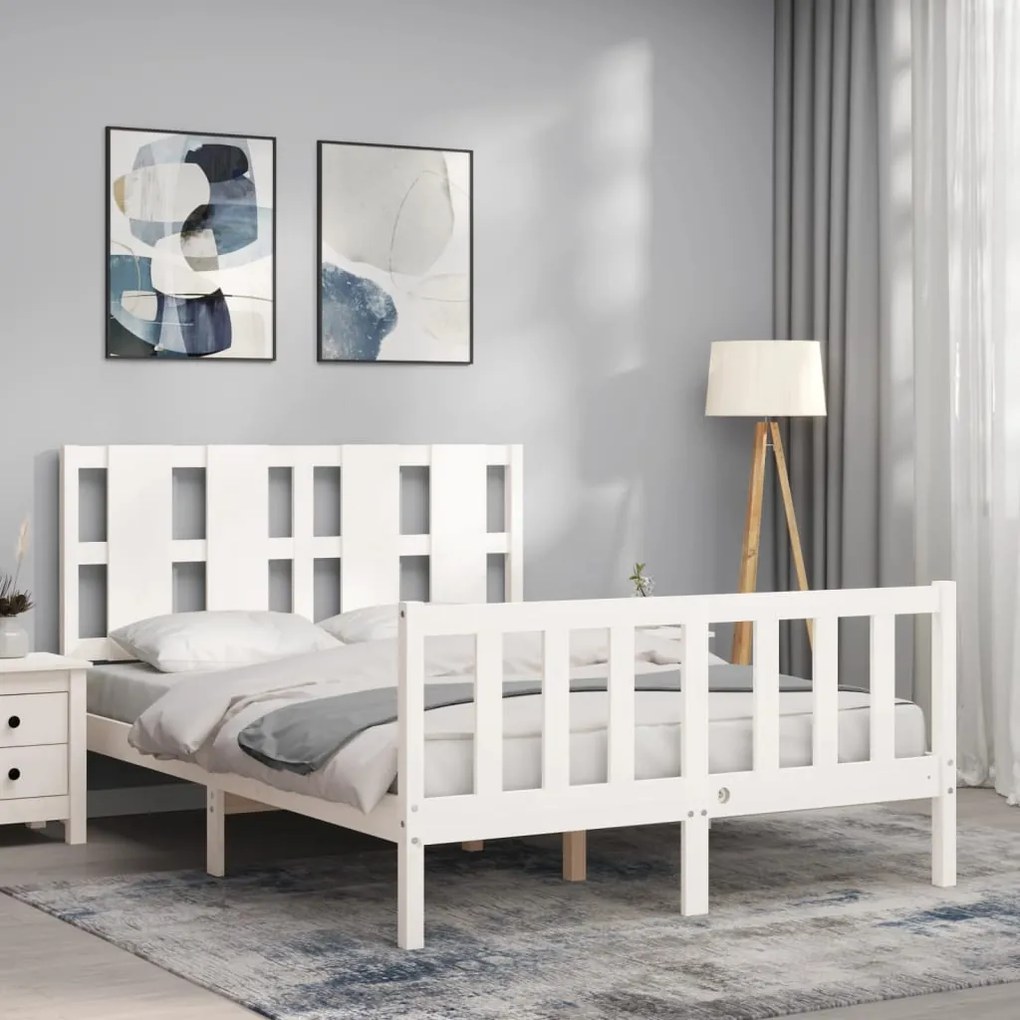 Cama sem colchão 120x200 cm madeira de pinho maciça branco
