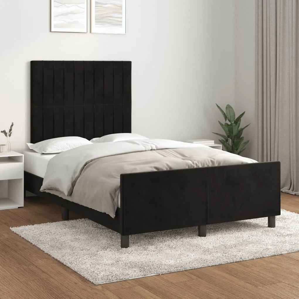 Estrutura de cama sem colchão 120x200 cm veludo preto