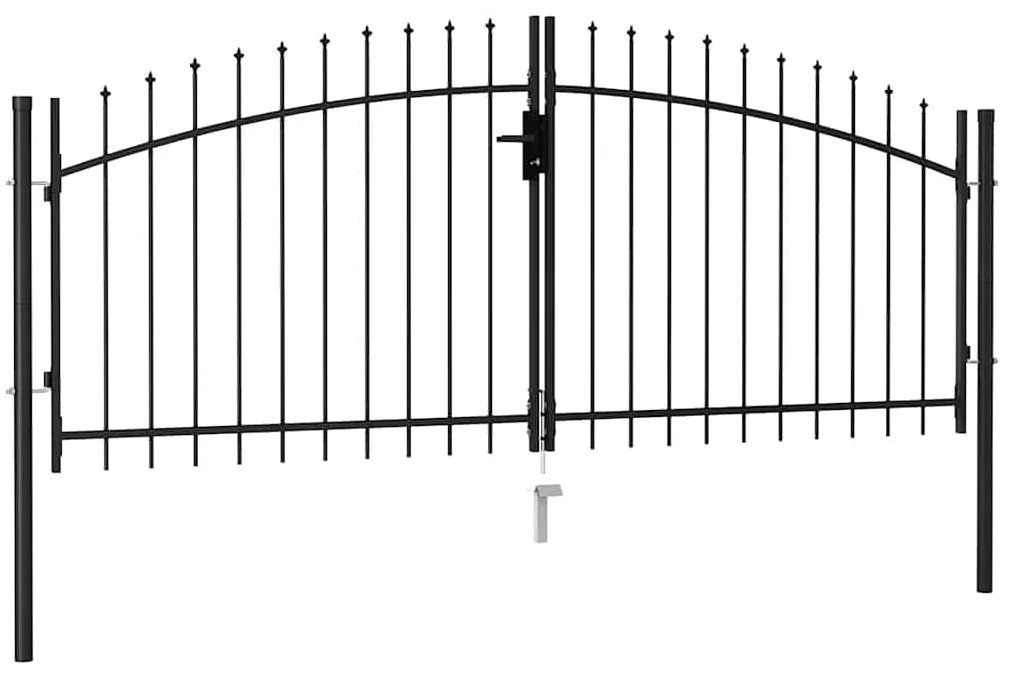 Portão p/ cerca porta dupla topo em espetos 3x1,25 m aço preto