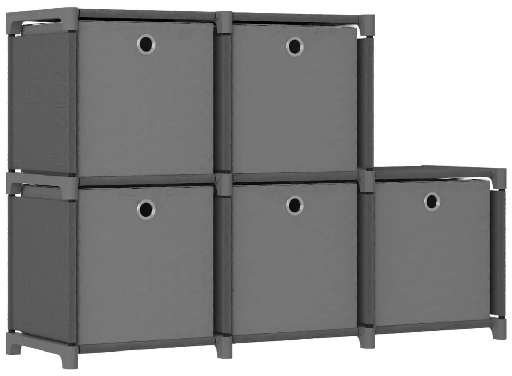 Unidade prateleira 5 cubos c/ caixas 103x30x72,5cm tecido cinza