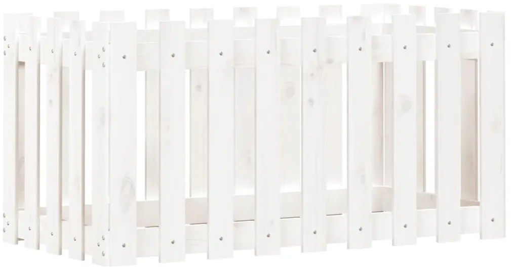 Canteiro elevado design cerca 100x50x50 cm pinho maciço branco