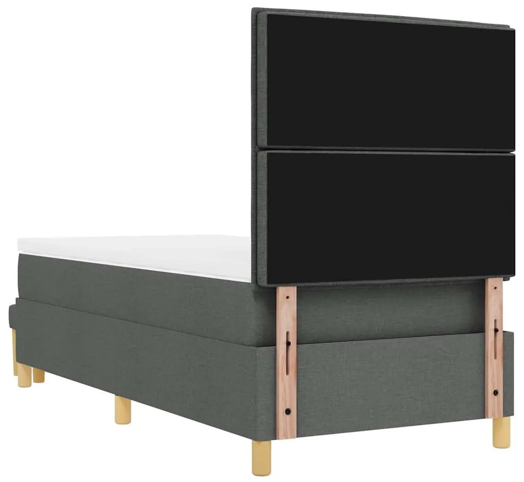 Cama Box Spring com Colchão &amp; Banco Cinza Escuro 80x200 cm Tecido