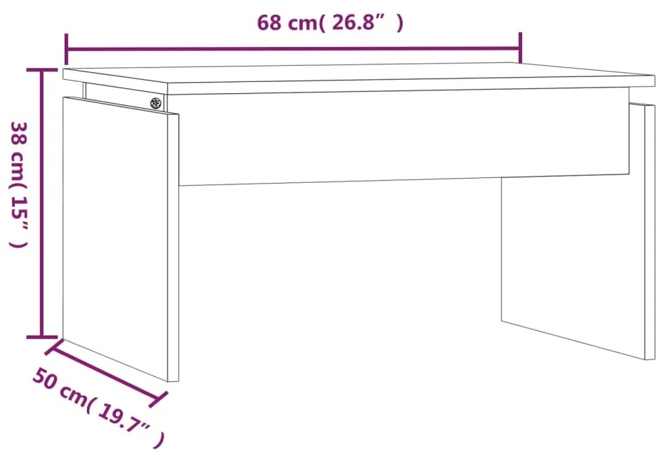 Mesa de centro 68x50x38 cm derivados de madeira cinza sonoma
