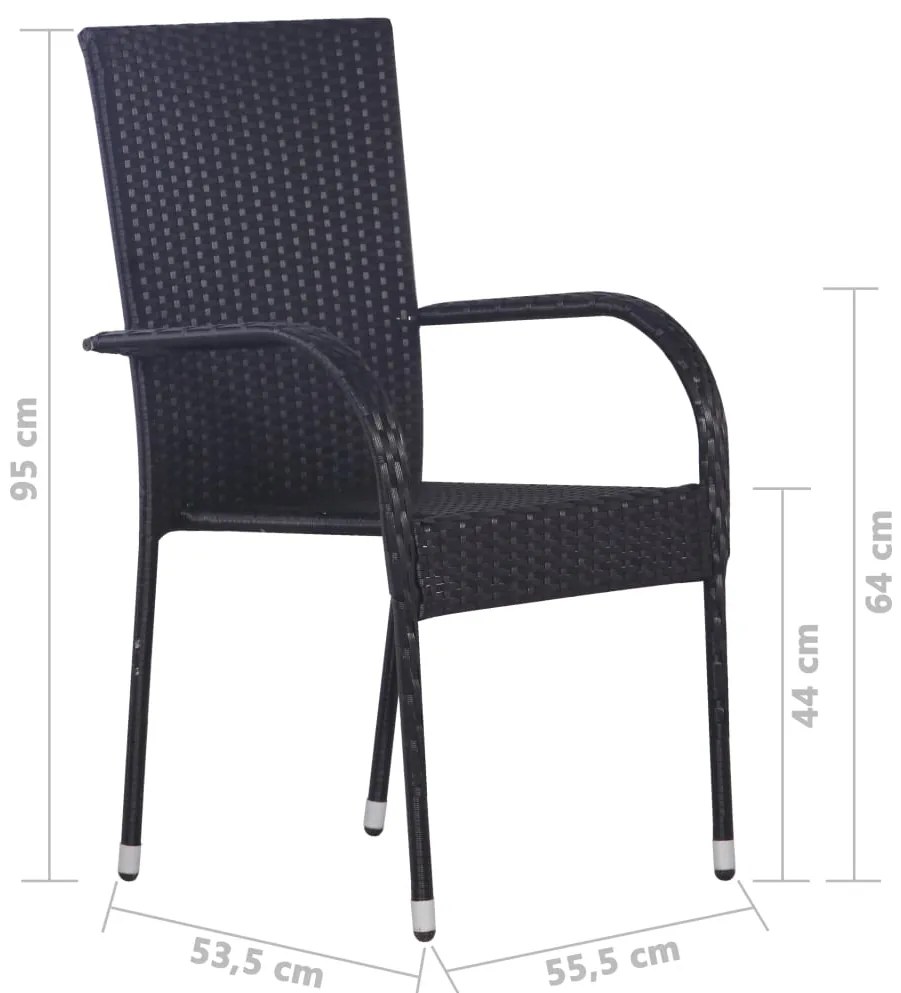 7 pcs conjunto de jantar para jardim vime PE preto