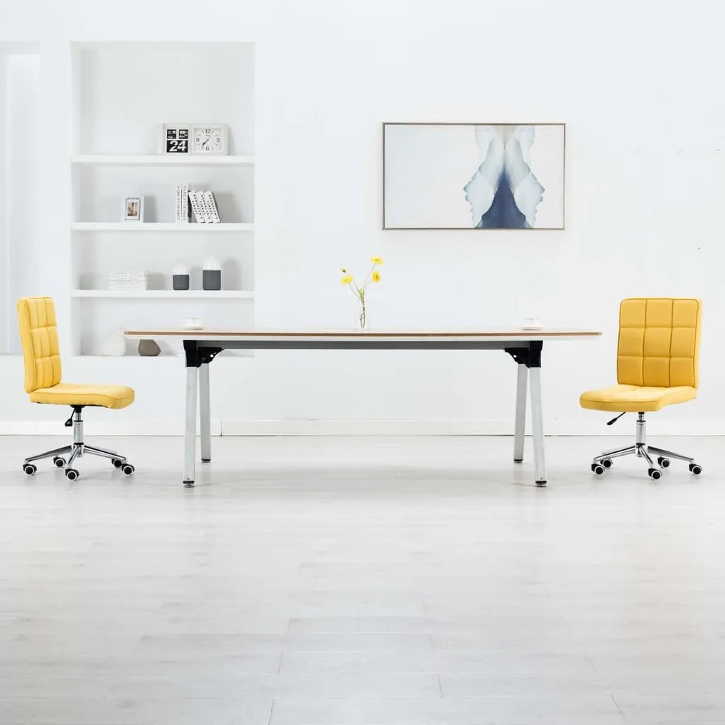 vidaXL Cadeiras de jantar 2 pcs tecido amarelo