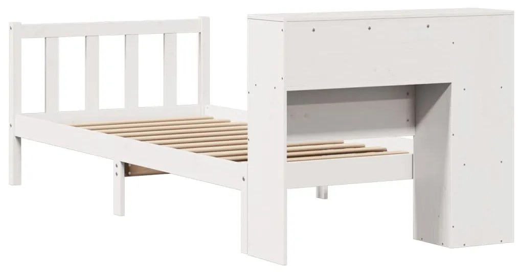 Cama com estante sem colchão 90x190 cm pinho maciço branco