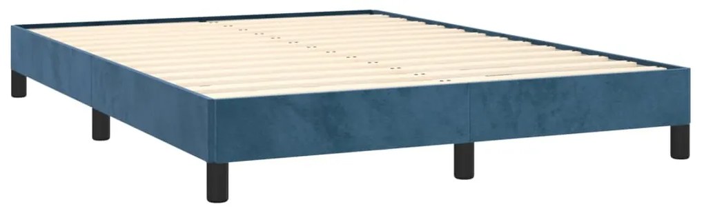 Estrutura de cama sem colchão 140x190 cm veludo azul-escuro