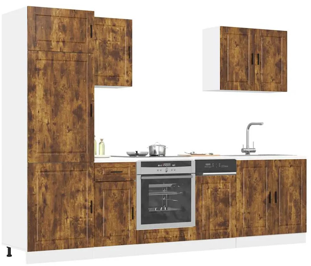 vidaXL 7 peças armário de cozinha conjunto Kalmar carvalho fumado