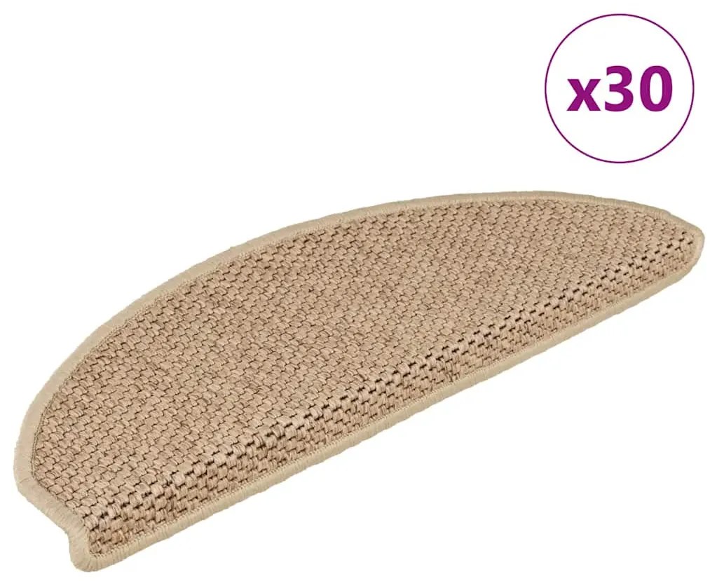 vidaXL Tapetes escada adesivos aspeto sisal 30pcs 65x21x4cm cor areia