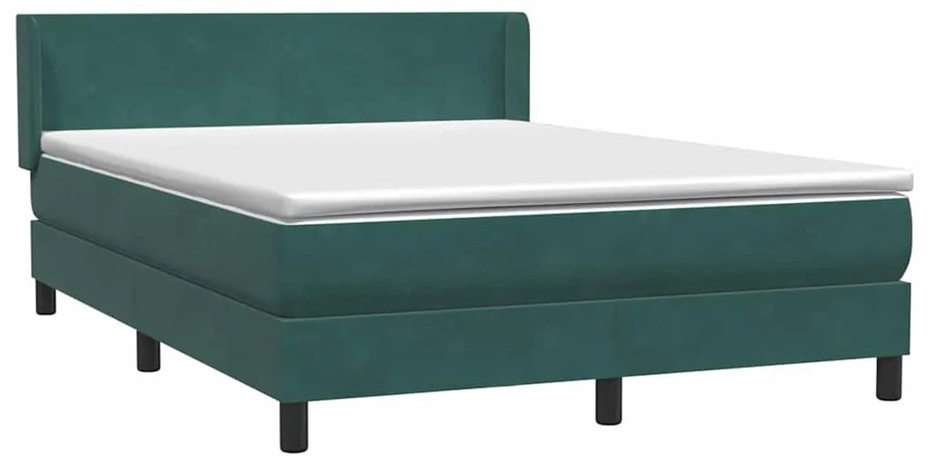 Box Cama primavera com Colchão Verde Escuro 140x210 cm Veludo