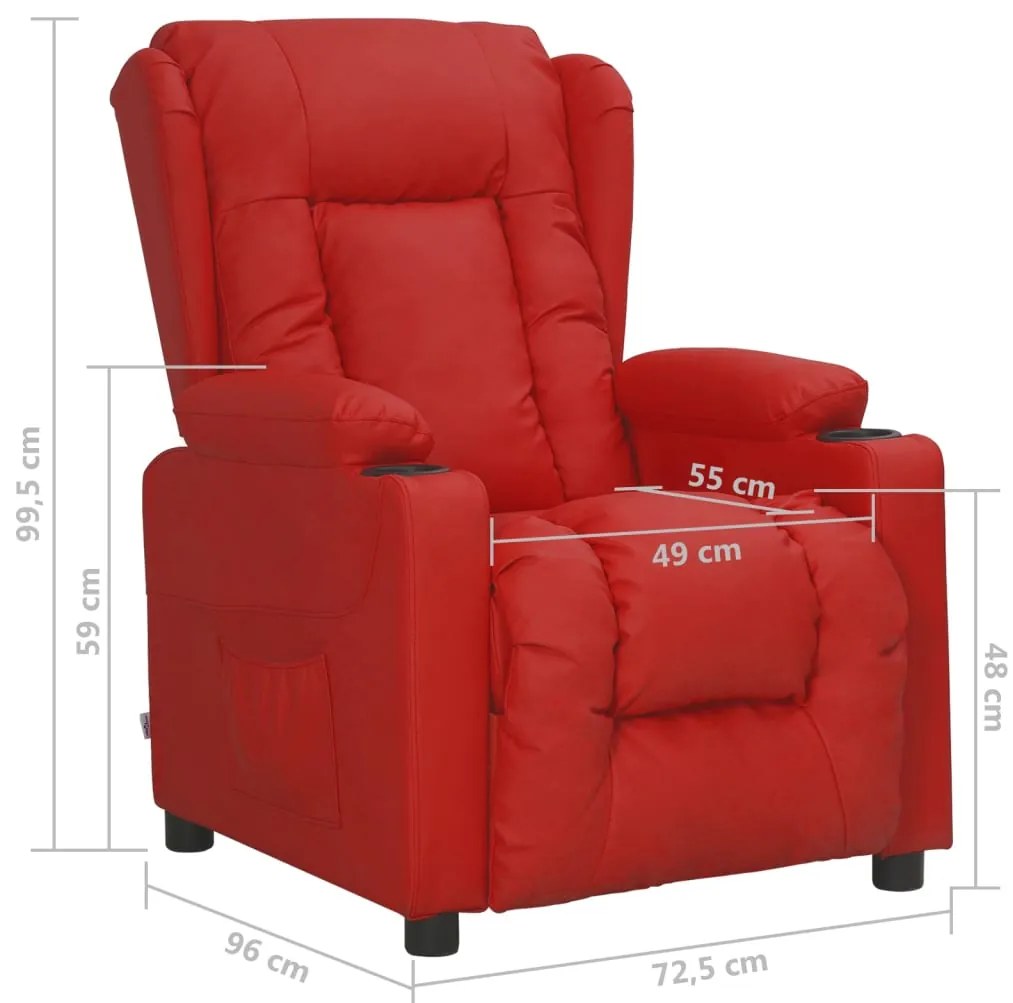 Poltrona reclinável couro artificial vermelho tinto