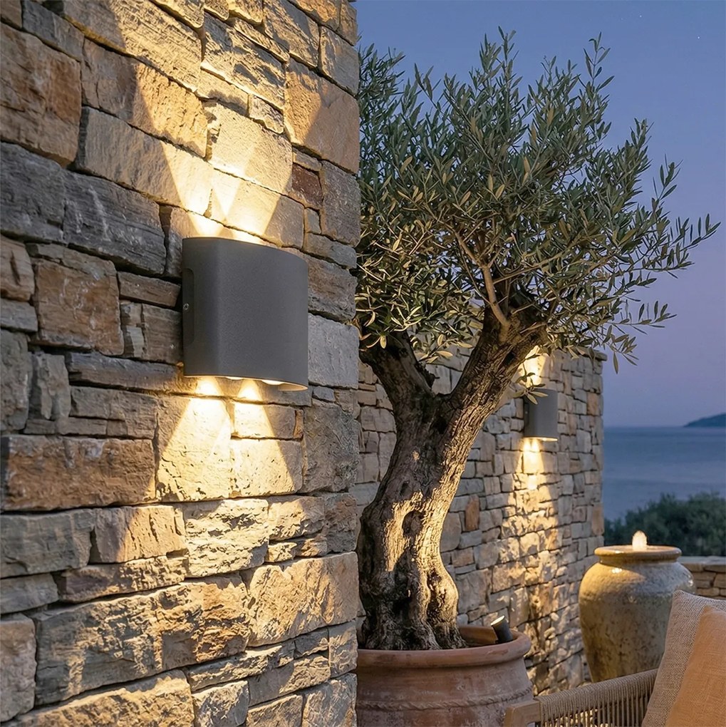 Candeeiro de Parede Exterior Cinzento Escuro Incl. LED 4 Luzes IP54 - Silly