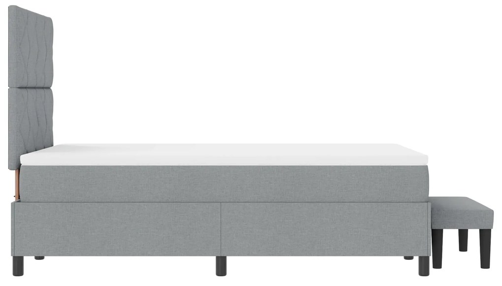 Cama Box Spring com Colchão &amp; Banco Cinza Claro 120x200 cm Tecido