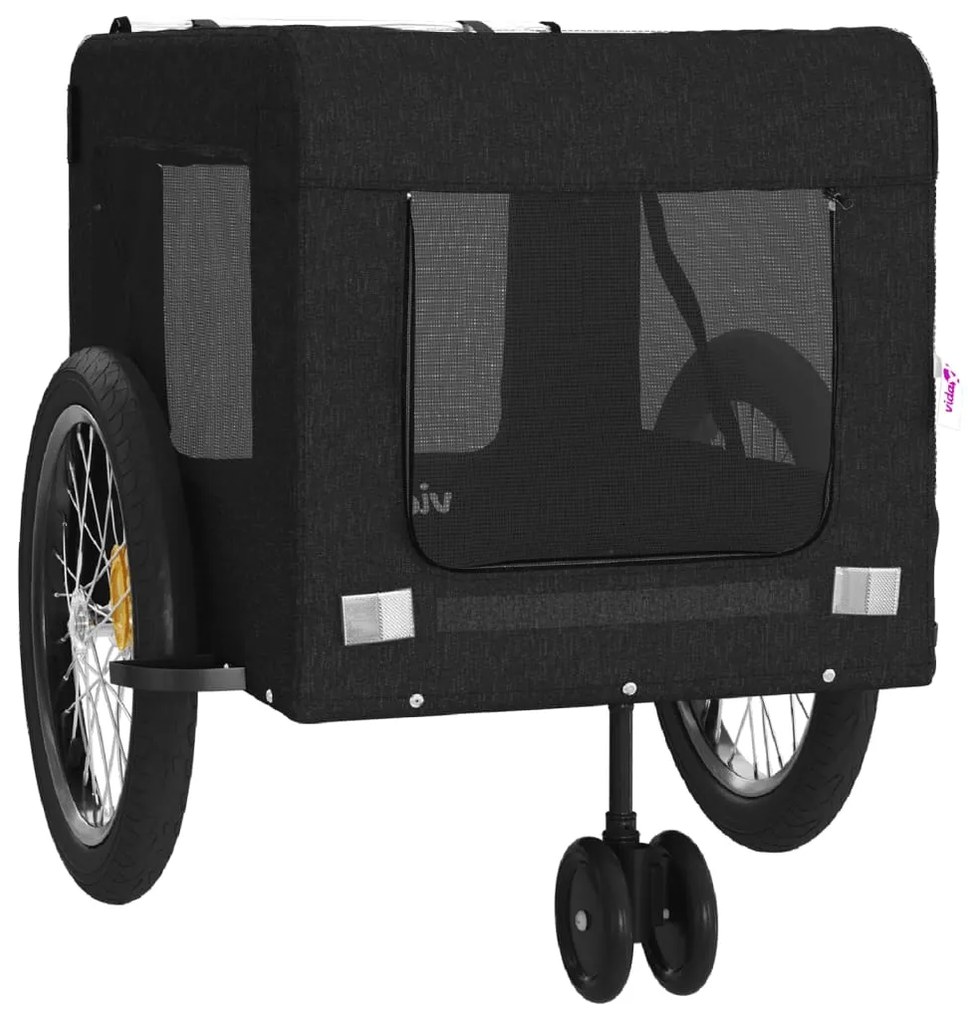 Reboque bicicleta p/ animais tecido oxford/ferro preto