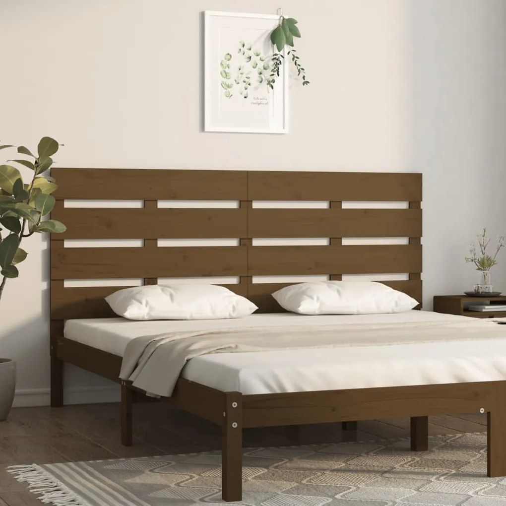 821340 vidaXL Cabeceira de cama 120x3x80 cm pinho maciço castanho mel