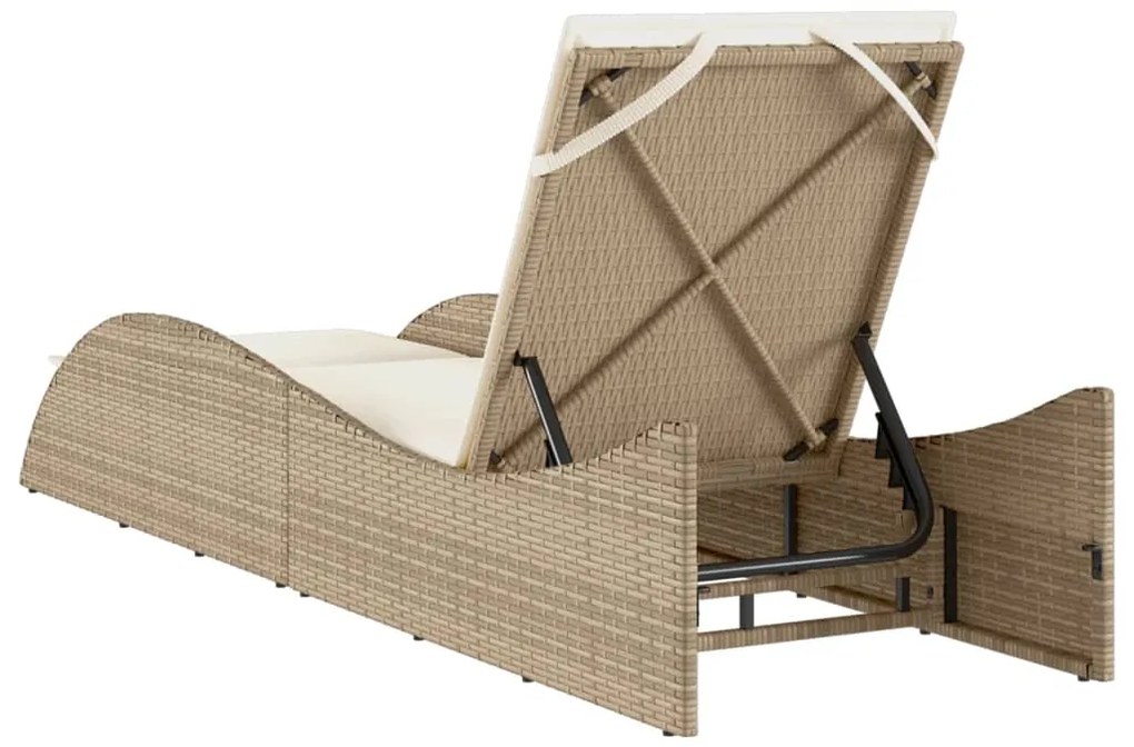 Espreguiçadeira com almofadão 60x205x73 cm vime PE bege