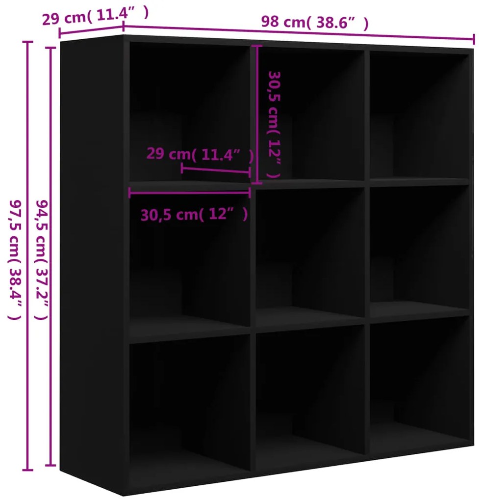 Estante 98x29x97,5 cm derivados madeira preto